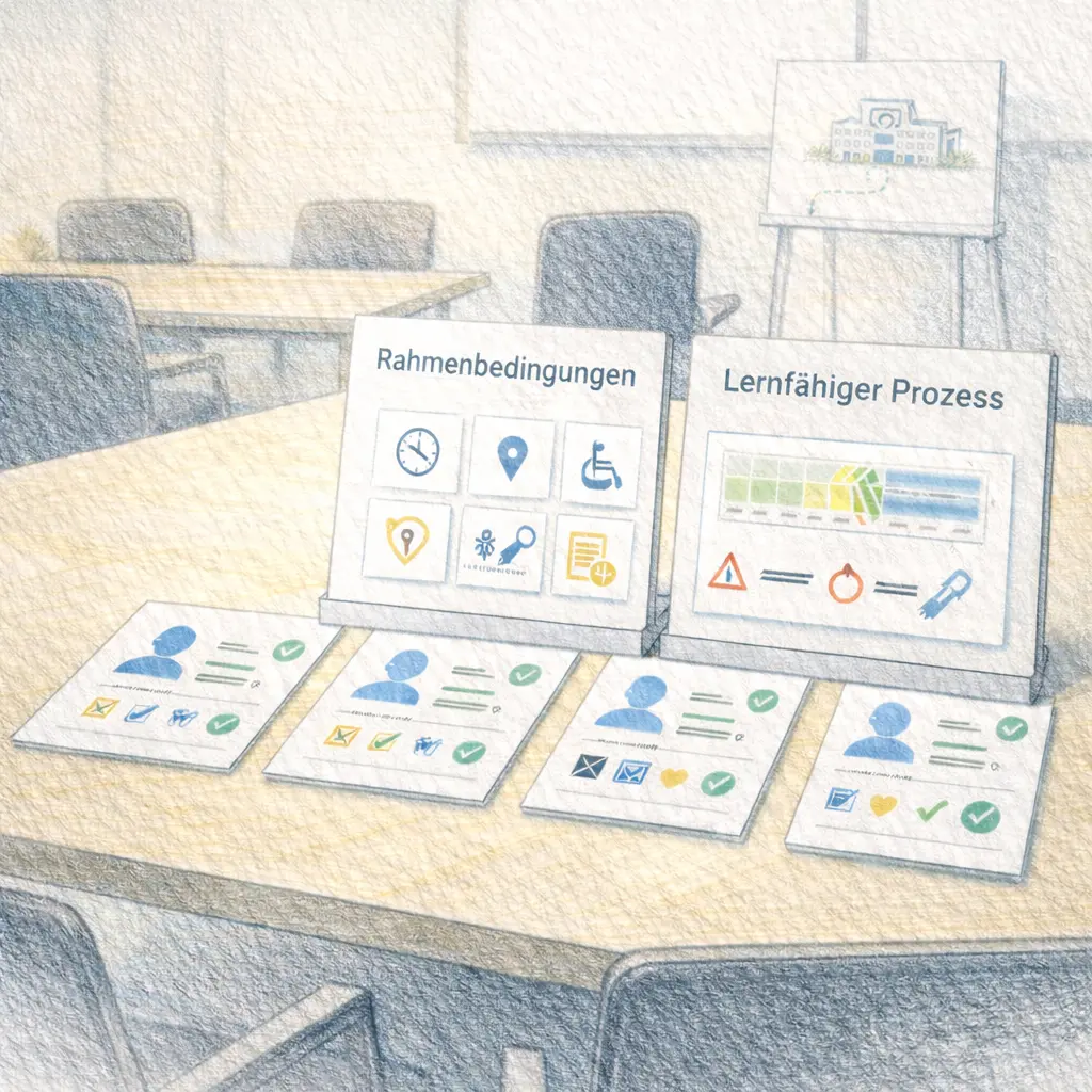 Illustration: Arbeitgeber gewinnen passende Talente über einen klaren, barrierearmen Recruiting-Prozess.