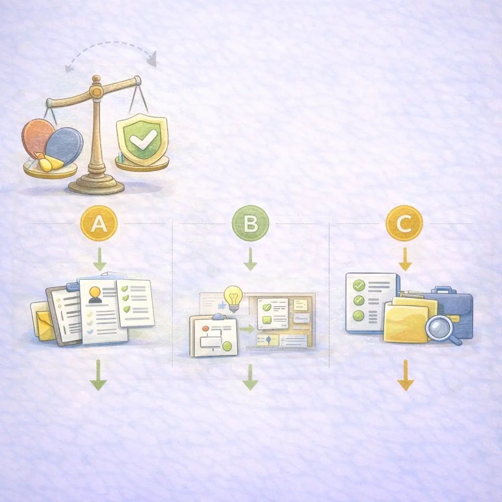 Illustration: Strukturierte Übergaben mit klaren Informationen, ohne Eingriff in externe Systeme.